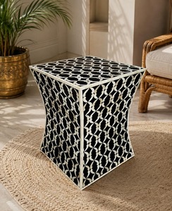 Table d'appoint décorative légère en os incrusté fait main, motif floral, pour salon, chambre à coucher, mobilier de maison - Product Image 4