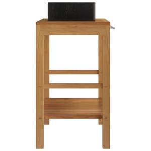 Mobile mobile da bagno in Teak solido con lavabo in marmo nero di qualità Premium - Product Image 4