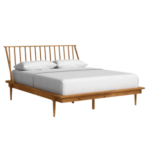 Modern Solid <b>Wood</b> <b>Platform</b> <b>Bed</b> with Spindle Headboard and Tapered Legs Soft Bedroom Hotel Villa Furniture Wholesale - Product Image 2