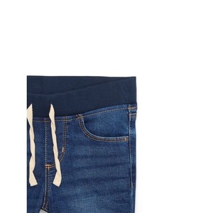 Pantalones Cortos de Mezclilla Tejida Recta para Hombre, Cintura Media, Casuales, para Verano, de Secado Rápido, Tela de Algodón con Bolsillos y Cordón Ajustable - Product Image 5