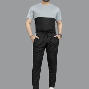 Wholesale High Quality Casual Solid Men Summer Tracksuit 100% Cotton Breathable Lightweight Soft Fabric Direct Factory Supplier - Product Image 1