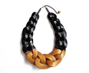 Pink and Navy Blue Resin <b>Chain</b> Necklace High Quality Trendy Statement Design Jewelry Cute Unisex Fashionable Accessory Woman - Product Image 2
