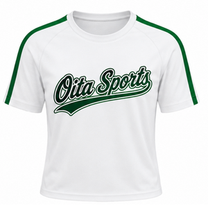 Maillot de cheerleading blanc et vert à manches courtes – Tenue de sport athlétique pour l'entraînement et la compétition - Product Image 1