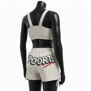 Conjunto de Bikini para Mujer, Algodón GSM, Poliéster, Felpa Suave y Elástica, Color Beige, Estilo Deportivo, Impresión de Pantalla, Logotipo Personalizado - Product Image 5