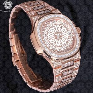Montre de luxe pour homme Charm Jewels en or rose, boîtier de 40 mm, cristal saphir, mouvement mécanique analogique, résistance à l'eau 10 bars, acier inoxydable - Product Image 5