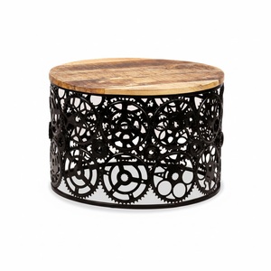 Modern Coffee <b>Table</b> <b>for</b> Living Room-Durable Office Balcony Metal & Wood Design - Product Image 3