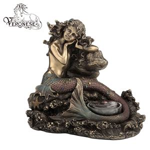 VERONESE DESIGN MERMAID & DOLPHIN MIRROR LUXURY <b>HAND</b>-PAINTED ART NOUEAUY & ART DECO EUROPEAN HOME DECOR RESIN CRAFT - Product Image 4