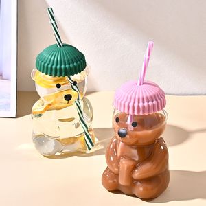 Bicchiere in Vetro Borosilicato Resistente al Calore da 20 OZ, Design Orsetto Verde, 1 Pezzo, per Succhi e Bevande Fredde - Product Image 6