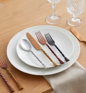 Twisted Handle Cutlery Set Elegant <b>Knife</b> <b>Fork</b> Spoon Flatware Perfect For Home Dining Restaurants Hotels <b>And</b> Events - Product Image 1