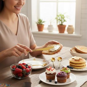 ชุดช้อนส้อมทองคำ 24 ชิ้น สำหรับโต๊ะอาหาร ประกอบด้วยช้อน ส้อม และมีดเนย ดีไซน์ทันสมัย น้ำหนักเบา ด้ามจับเพรียวบาง - Product Image 2