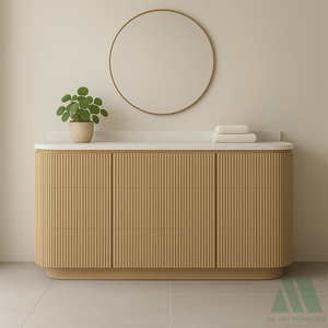 VIET FURNITURE Modern Style Ready-to-<b>Assemble</b> Home Furniture Bathroom <b>Sideboards</b> 2 ft Compact Solid Wood Lavabo Set OEM/ODM - Product Image 2