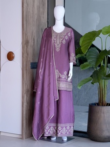 Conjunto PLAZZO para Mujer TENNECY, Rangoli Crush, Hermoso Trabajo de Bordado, Estilo Diwali para Bodas y Fiestas, Elástico para Todas las Temporadas - Product Image 6