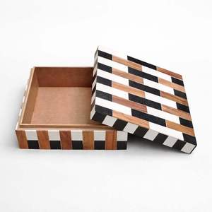 Caja de Almacenamiento de Joyas Ecológica, Única, Cuadrada, Hecha a Mano con Incrustaciones de Hueso, Fabricada en Madera Sólida con Acabado Atractivo, Moderna, para Dormitorio - Product Image 2