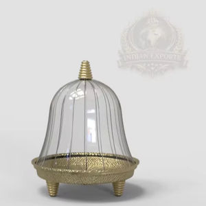 Soporte de Cristal para Tartas con Cúpula, Exhibidor de Tartas de Metal Dorado, Soporte de Cristal para Tartas con Cúpula para Postres de Boda en EE. UU., Postre de Metal Dorado - Product Image 1