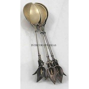 Cucharas de Servir de Metal de Alta Calidad con Diseño de Hoja y Detalle de Hojuela, Juego de Cubiertos con Acabado Mate, Cubertería de Lujo en Oferta - Product Image 1