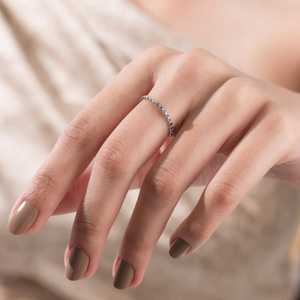 Elegant Women's 14K Gold Plated Blue Sapphire Eternity Band <b>Ring</b> Rhodium Plated Classic Stackable Luxury Engagement Jewelry - Product Image 3