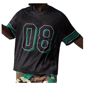 Camiseta de fútbol americano Hip Hop personalizada para adultos, Camiseta lisa de práctica deportiva para jóvenes, logotipo frontal, manga corta, nombre del jugador - Product Image 3