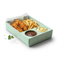 Boîte à frites et poulet frit personnalisée en carton blanc avec compartiments et support à sauce intégré – Vente en gros