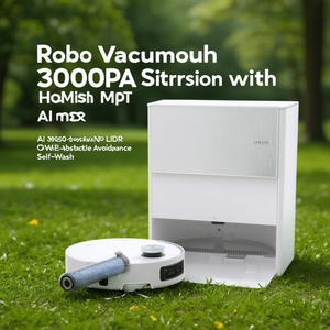 Robot Vacuum and <b>Mop</b> with 30000Pa Suction AI Lidar Obstacle Avoidance Self-Wash Heat <b>Mop</b> - Product Image 3