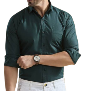 Chemise habillée homme à manches longues, coupe ajustée, couleur unie, style professionnel, printemps, ODM, polyester/coton, vente en gros - Product Image 5