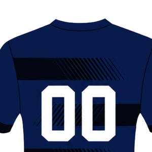 Camiseta de Rugby Azul Marino y Negra de Manga Corta con Cuello Redondo, Uniforme de Equipo a Rayas, Personalizable, Transpirable, para Entrenamiento Deportivo - Product Image 4