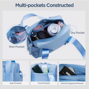 Sac de sport en polyester bleu clair avec sangle réglable et compartiment intérieur pour usage occasionnel, sac de sport avec contraste - Product Image 5