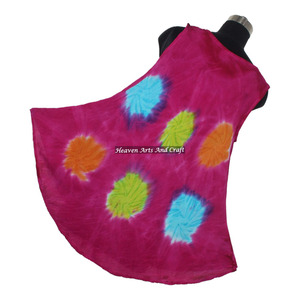 <b>Indian</b> Tie Dye Designer Rayon <b>Kurta</b> Ethnic <b>Ladies</b> Dress Attractive Tie Dye Long Open Maxi Dress <b>for</b> <b>Ladies</b> Sleeveless 100% Rayon - Product Image 4