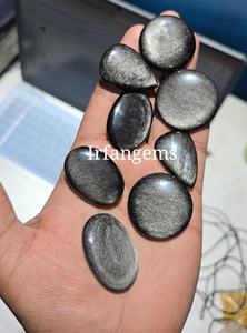 Lote de Cabujones de Obsidiana Plateada Natural, Cristal de Obsidiana Dorada para Joyería, Gema de Obsidiana para la Creación de Joyas, la Mejor Calidad - Product Image 2