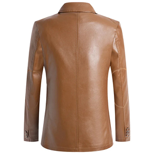 Veste d'automne 2026 pour homme, manteau en cuir de couleur unie, veste décontractée de motard, blouson en cuir pour homme, grandes tailles 6XL 7XL - Product Image 5
