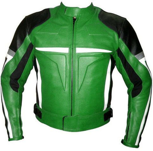 Unisex High Quality Racing Sportswear Green Leather <b>Jacket</b> With Custom Logo Windproof Comfortable <b>Size</b> XL for Auto <b>Biker</b> Team - Product Image 3