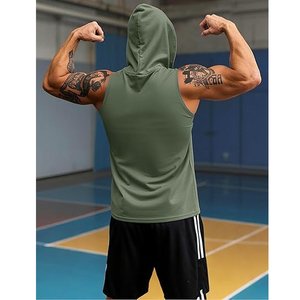 Camiseta Deportiva Personalizada de Algodón para Hombre, Sin Mangas, Corte Holgado, para Gimnasio y Fitness - Product Image 3