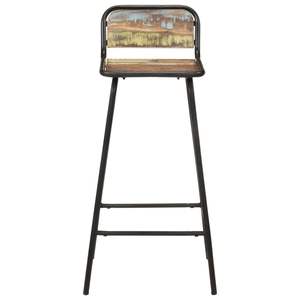 Juego de 2 taburetes de bar de madera maciza recuperada, acabado en colores mixtos, duraderos y elegantes - Product Image 3