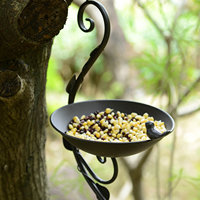 Mangeoire à oiseaux murale en métal avec finition en cuivre antique Parfait pour stocker la nourriture et l'eau pour les oiseaux sauvages Décoration extérieure