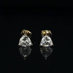 Pendientes de Diamantes Cultivados en Laboratorio con Corte Trillón, Oro Sólido de 14K, Joyería Personalizada para Uso Diario, Regalo de Aniversario de Bodas - Product Image 6