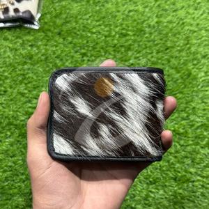 Cartera de Cuero Natural con Pelo de Vaca, Cartera Delgada Hecha a Mano, Tarjetero, Cartera de Cuero, Material Resistente y Duradero - Product Image 1