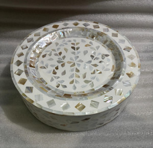 Precios de fábrica, el último soporte de chocolate hecho a mano con incrustaciones de nácar al por mayor, soporte de chocolate de concha de Capiz para frutas secas - Product Image 3