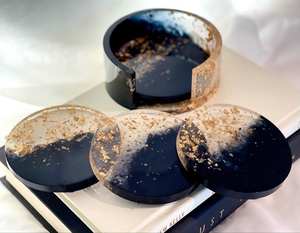 Resin Coaster Set With Anti Slip Base For Secure Drink Placement And <b>Table</b> <b>Protection</b> - Product Image 2