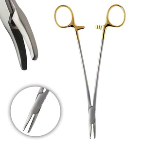 Pinzas Heaney de 9 pulgadas de acero, manuales, con dientes TC, curvadas, juego de instrumentos quirúrgicos de alta calidad para perforaciones de joyería y portaagujas - Product Image 4