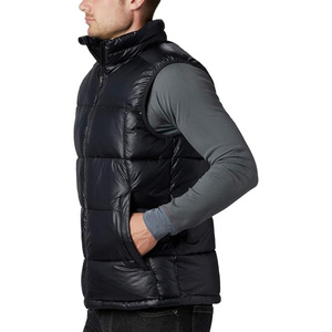 Gilet matelassé noir pour homme, col montant, fermeture éclair, rembourré en duvet, pour l'hiver - Product Image 2