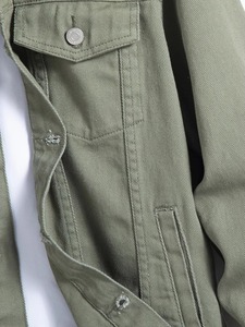 Chaqueta de Mezclilla Verde Oliva para Hombre, Corte Regular, Cuello Camisero, Estilo Casual para Otoño, Cierre de Botones de Una Sola Fila - Product Image 6