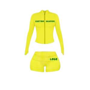 Women's Custom Logo Color Cotton Rib Tshirt Shorts <b>3</b> <b>Piece</b> <b>Set</b> for Spring Summer <b>Lounge</b> Wear Dupe Loungewear Top Manufacturers - Product Image 4