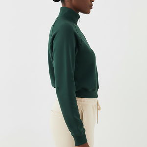 Sweat-shirt d'hiver respirant à col montant et fermeture éclair, coupe courte, style décontracté, prix de gros abordable - Product Image 2