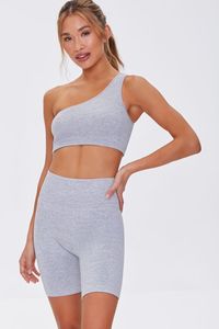 Conjunto Deportivo de Punto para Mujer, Top Corto Asimétrico, Shorts por Encima de la Rodilla, Color Sólido, Transpirable, para Gimnasio, Yoga - Product Image 6