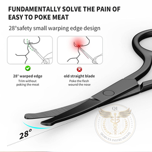 Professional precision grooming <b>scissors</b> for men and women black with stainless steel safe for nose eyebrows <b>beard</b> and cuticles - Product Image 5