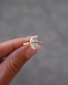 2 Carat Marquise Cut Moissanite Diamond <b>Ring</b> 925 <b>Silver</b> Gold Plated Modern Half <b>Eternity</b> Band Engagement Wedding <b>Ring</b> - Product Image 5