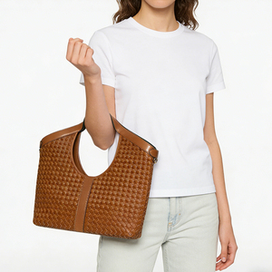 Nueva llegada de gamuza PU cuero tejido bolso de las mujeres de la luz Hobo Underarm Bags - Product Image 1