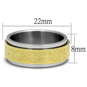 TK2939 <b>Two</b>-Tone IP Gold (Ion Plating) Stainless Steel <b>Ring</b> No <b>Stone</b> Dishes & Plates Product Category - Product Image 2