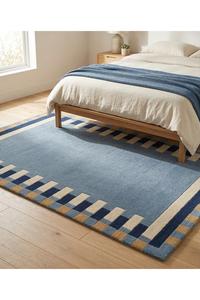 Tapis en laine tissé personnalisé de haute qualité avec logo, antidérapant, fait main, motif géométrique, à poils épais, avec support en coton anti-déchirure - Product Image 2