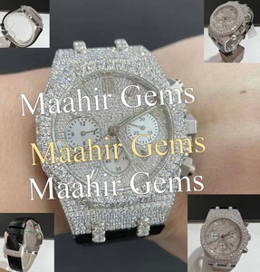 Mossinate Fashion Stainless Steel VVS Moissanite Quartz <b>Watch</b> Men Hip Hop Glass Dial <b>Case</b> Bracelet Clasp 10 Bar Water Resistant - Product Image 2
