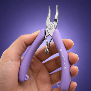 Ensemble d'outils professionnels pour la fabrication de bijoux, 5 pièces, kit de pinces de précision avec poignées confort violettes, support en bois pour bijoux - Product Image 6